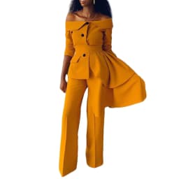 image-D3048M Amazon cross-border new European and beautiful women fashion temperament commuter suit trouser suit Africa two-piece suit