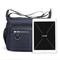 image-Men's Shoulder Bag - Grey Oxford Polyester