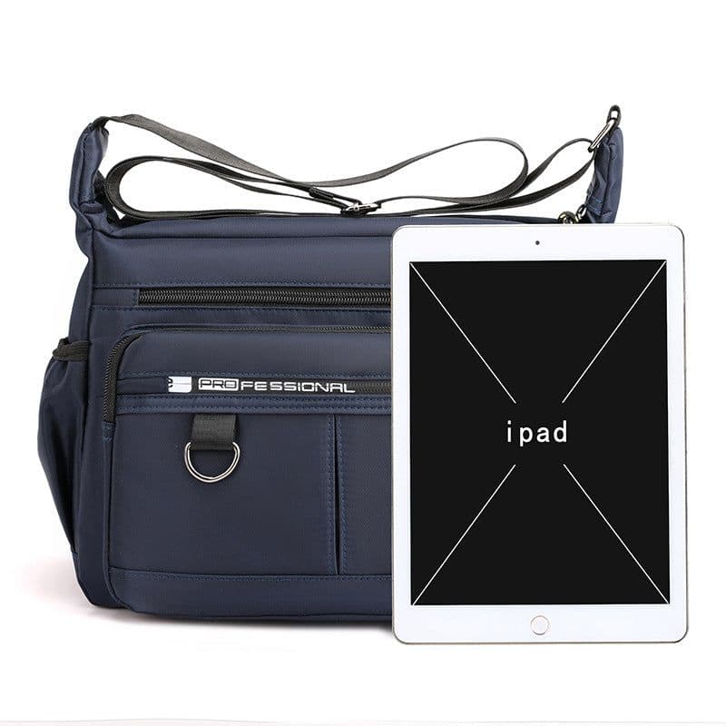 image-Men's Shoulder Bag - Grey Oxford Polyester