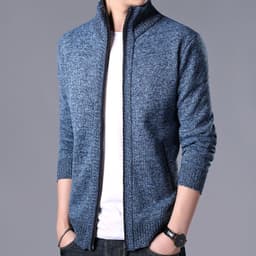 image-Men's Cardigan Sweater Jacket - Polyester Thick Long Sleeve