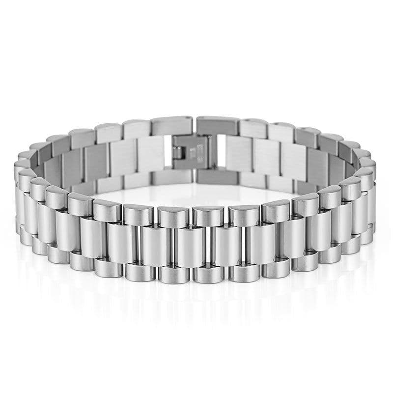 image-Stainless Steel Men's Bracelet 15mm Wide Adjustable