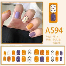 image-Winter fresh and simple pure lust style bride dance wear nails rainbow love rose fake nails wholesale