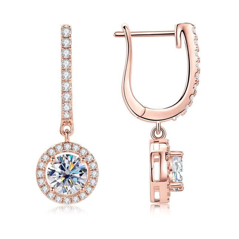 image-Moissanite Diamond Earrings Rose Gold 925 Silver Luxury Jewelry Wholesale