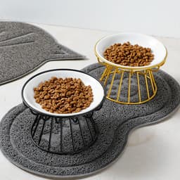 image-Ceramic Cat Bowl Set with Tall Neck Protector - Anti-Tipping Pet Bowls (57 characters)