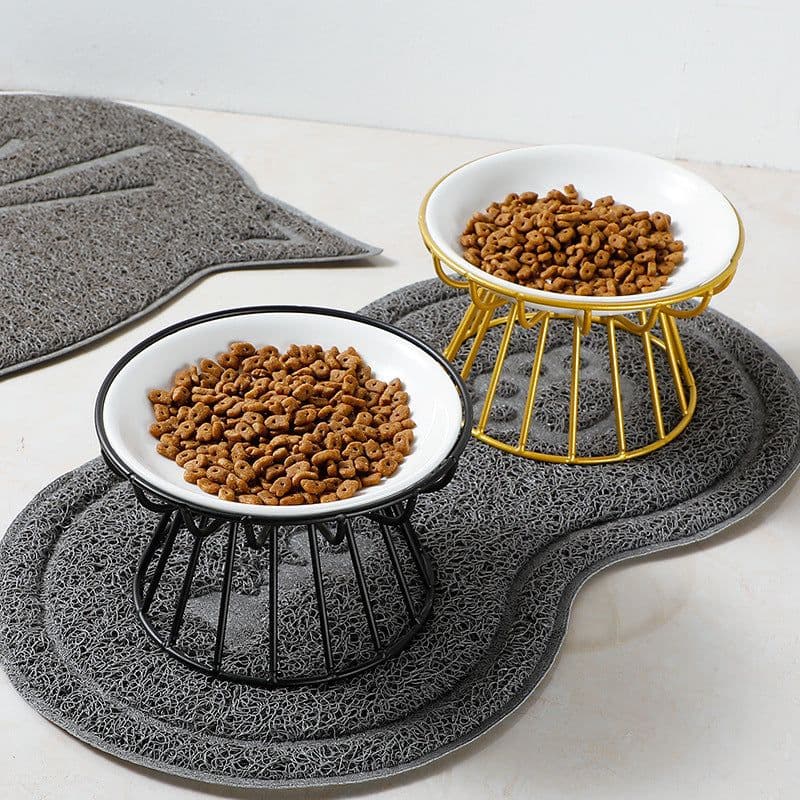 image-Ceramic Cat Bowl Set with Tall Neck Protector - Anti-Tipping Pet Bowls (57 characters)