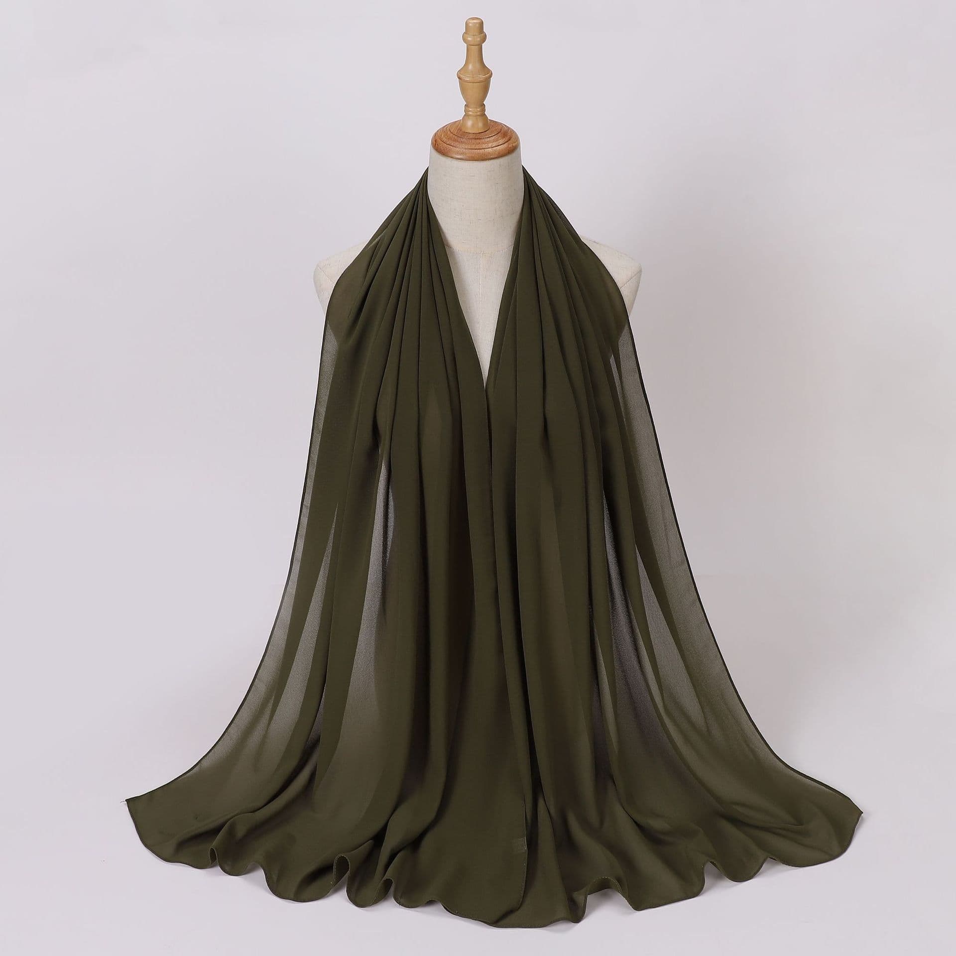 image-Weicai Chiffon Hijab Scarf - Gray Coffee 175x70cm