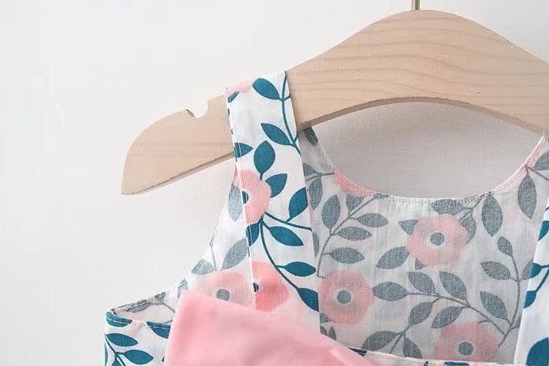 image-Korean Summer Sling Dress - Baby Print Bowknot Princess One-Piece 2022