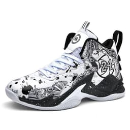 image-Men's High-Top Basketball Shoes - Black White Camouflage