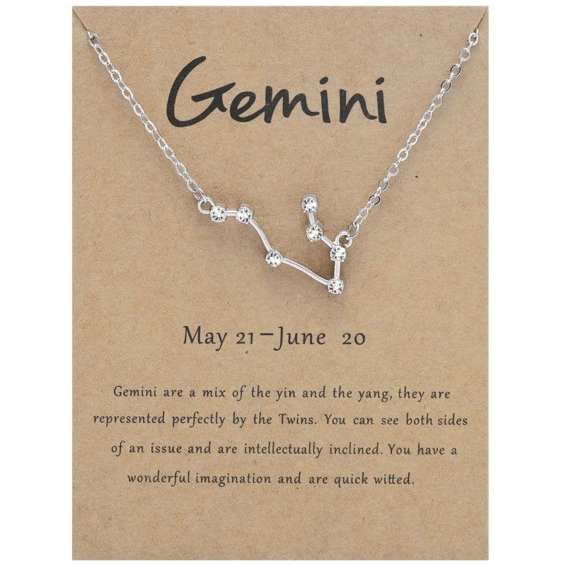 image-Yulu 12-Constellation Diamond Necklace Alloy Clavicle Chain - Brown