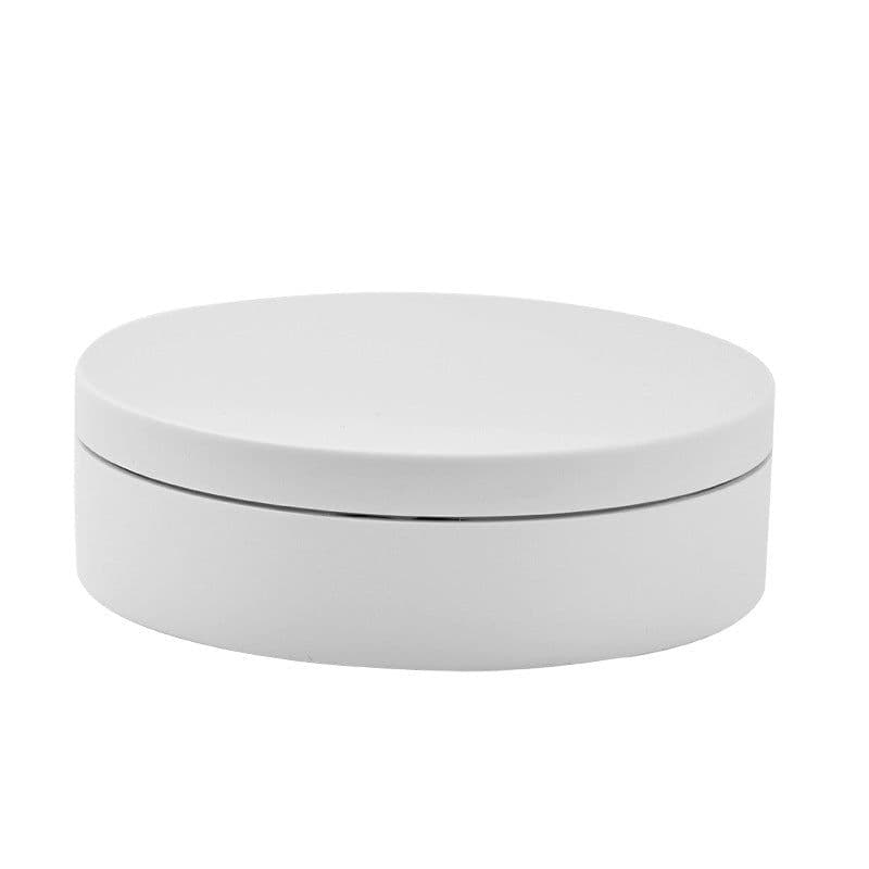 image-XiXi 12cm Electric Turntable Jewelry Display Stand - White ABS Material