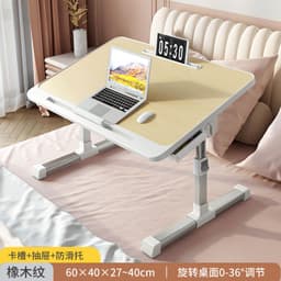 image-Bed Desk Foldable Computer Table - Yellow Oak Adjustable