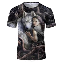 image-Wolf 3D Print T-Shirt - Black Short Sleeve