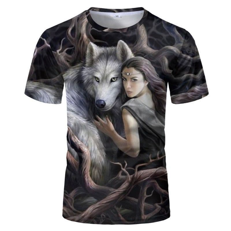 image-Wolf 3D Print T-Shirt - Black Short Sleeve