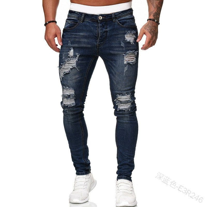 image-Men's Denim Jeans with Embroidery - S-4XL