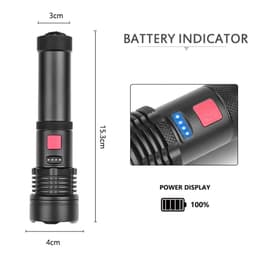 image-P50 LED Flashlight USB Rechargeable 20W