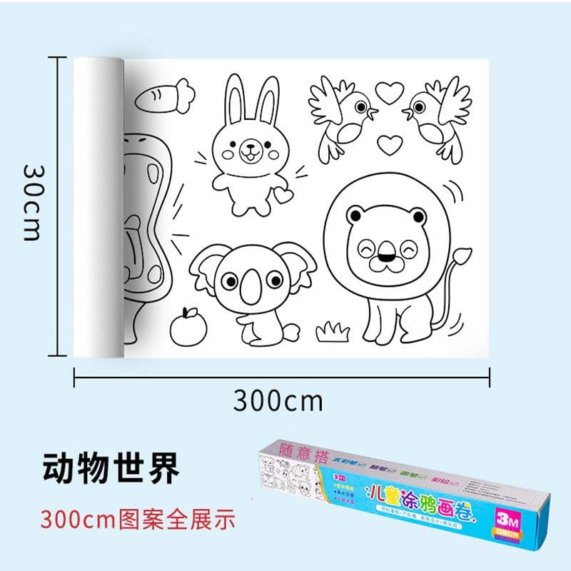 image-Children's Drawing Paper Roll 3m x 30cm Dinosaur Park