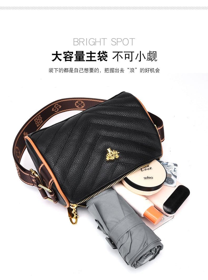 image-Genuine Leather Small Square Crossbody Bag - Green