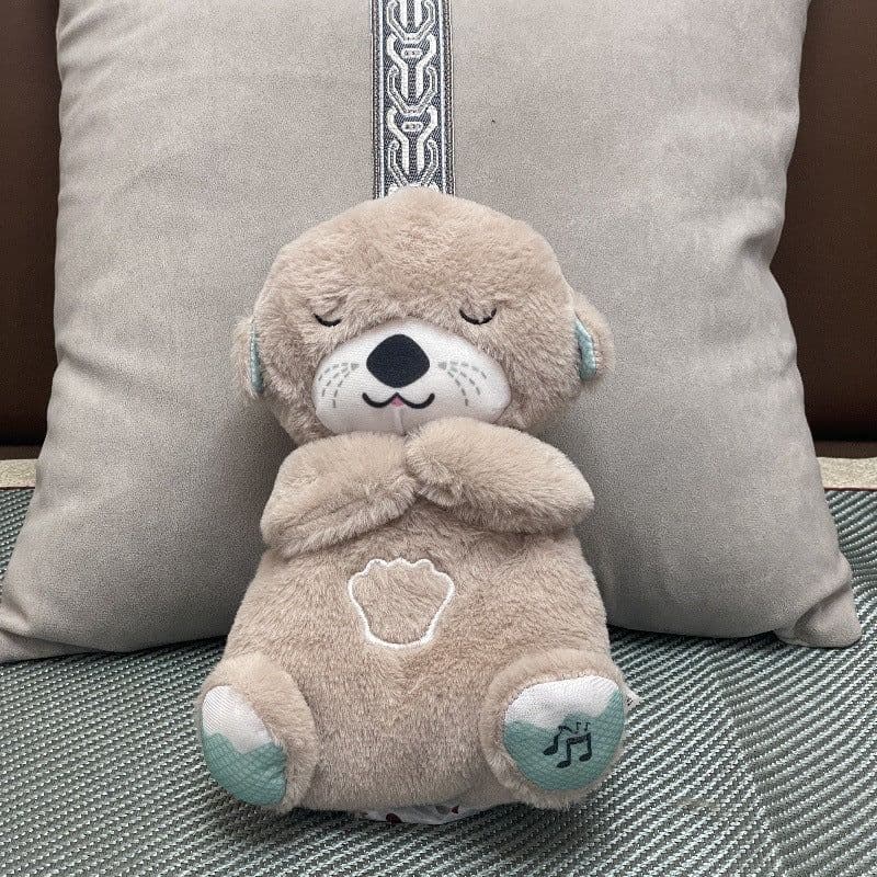 image-Breathing Bear Plush Toy - Dark Gray 30cm Soothing