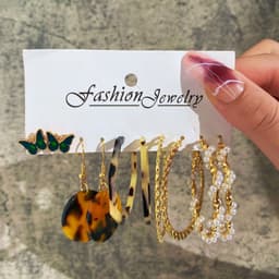 image-Acrylic Pearl Earring Set - 5 Pairs Mixed Style Women