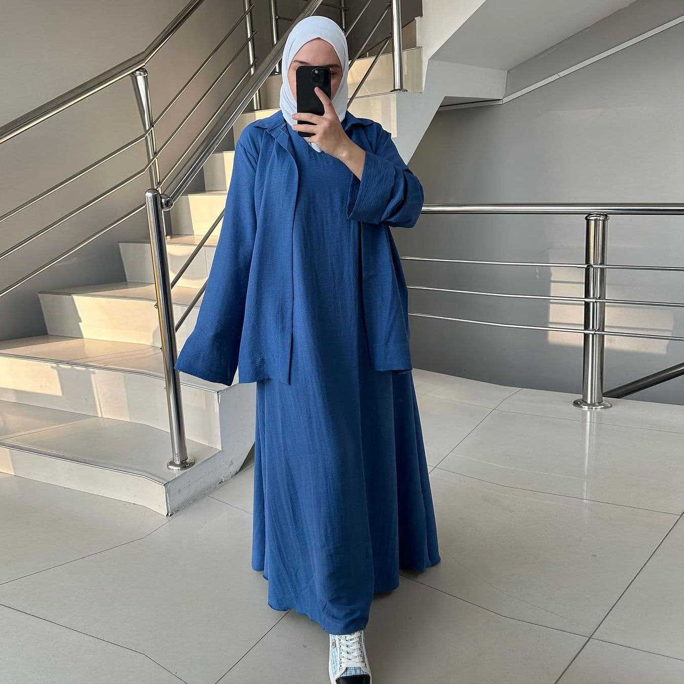 image-Middle Eastern Elegant Loose Dress - Spring 2024 Long Sleeve Skirt XXL