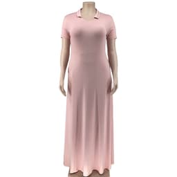 image-FAGADOER Elegant Solid Plus Size Dress XL 5XL Women Short Sleeve A Line Casual