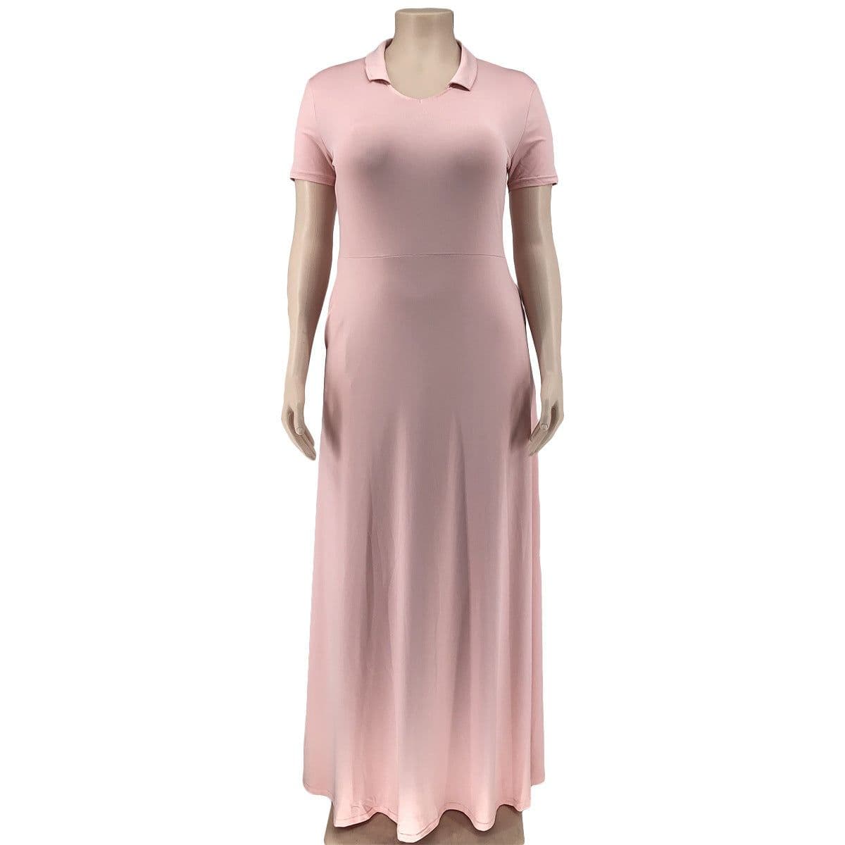 image-FAGADOER Elegant Solid Plus Size Dress XL 5XL Women Short Sleeve A Line Casual