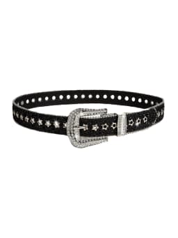 image-Rhinestone Belt Women's Wide Fashion PU Glitter 103cm