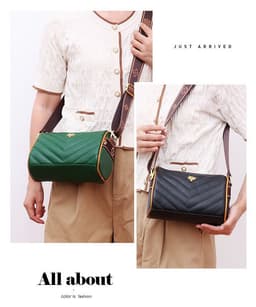 image-Genuine Leather Small Square Crossbody Bag - Green