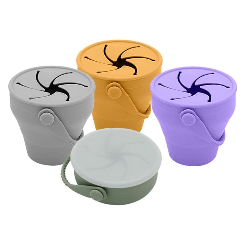 image-Children's Folding Silicone Snack Bowl - 2023 New Portable Design