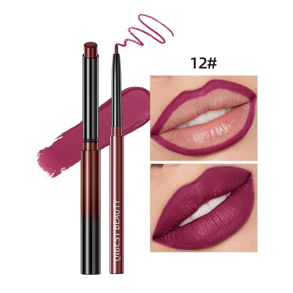 image-QIBEST Lipstick Lip Liner Set - Matte Nude Waterproof
