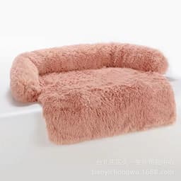 image-Premium Plush Pet Litter Sofa Bed With Blanket Dual Use