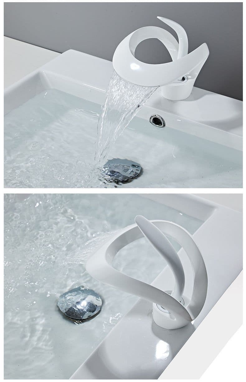 image-Ashani Copper Waterfall Basin Faucet - Hot/Cold Luxury
