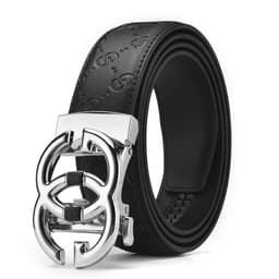 image-Men's Leather Belt Automatic Buckle GG Gun-CC
