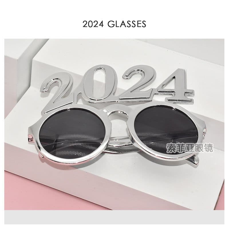 image-2024 Digital Glasses Cross-border New Year's Eve Party Decoration Christmas Glasses Digital Funny Sunglasses