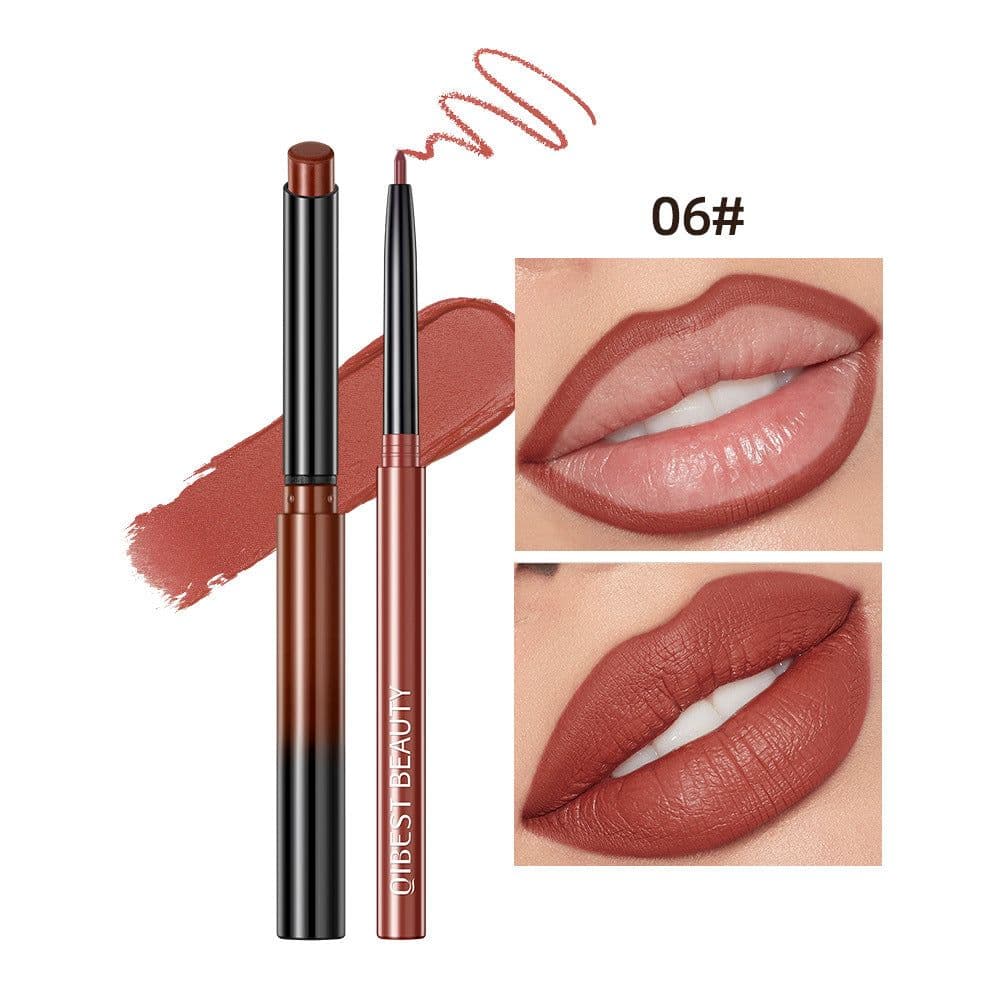 image-QIBEST Lipstick Lip Liner Set - Matte Nude Waterproof