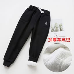 image-Girls Fleece Pants Navy Blue Cotton Casual Warm
