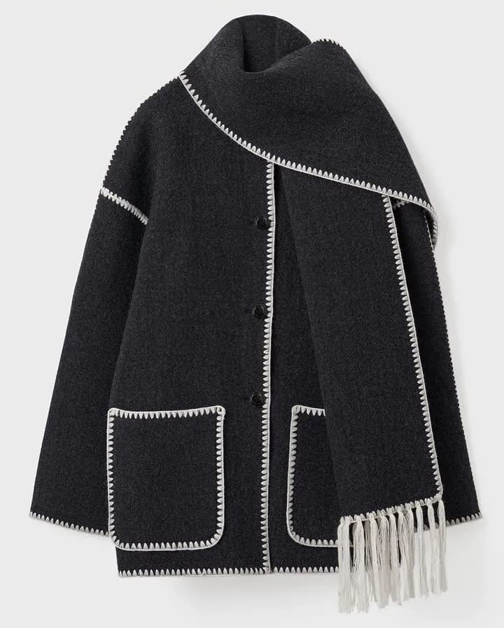 image-Women's Woolen Jacket 2023 Fall XXL Loose Polyester Embroidered