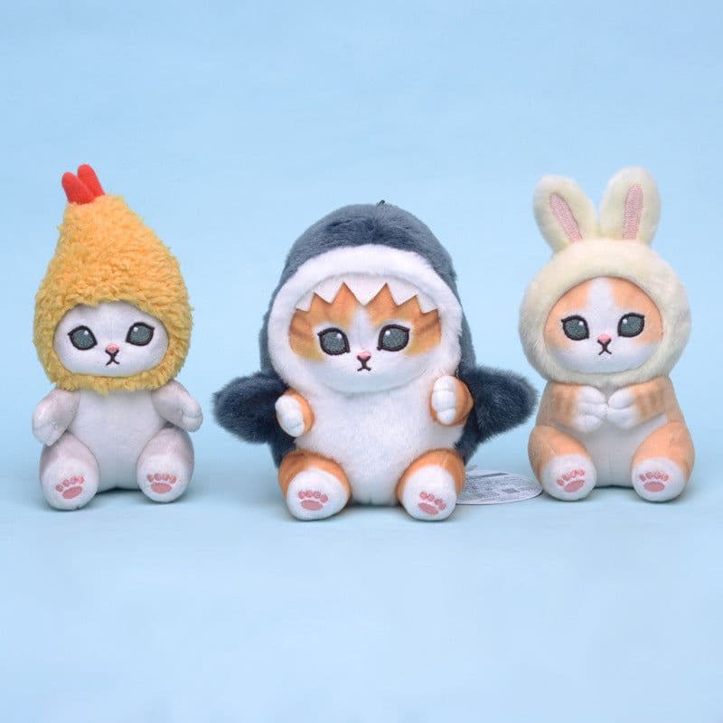 image-Japanese Plush Cat Charm Key Chain - Shrimp Cat Design, 10cm-13cm