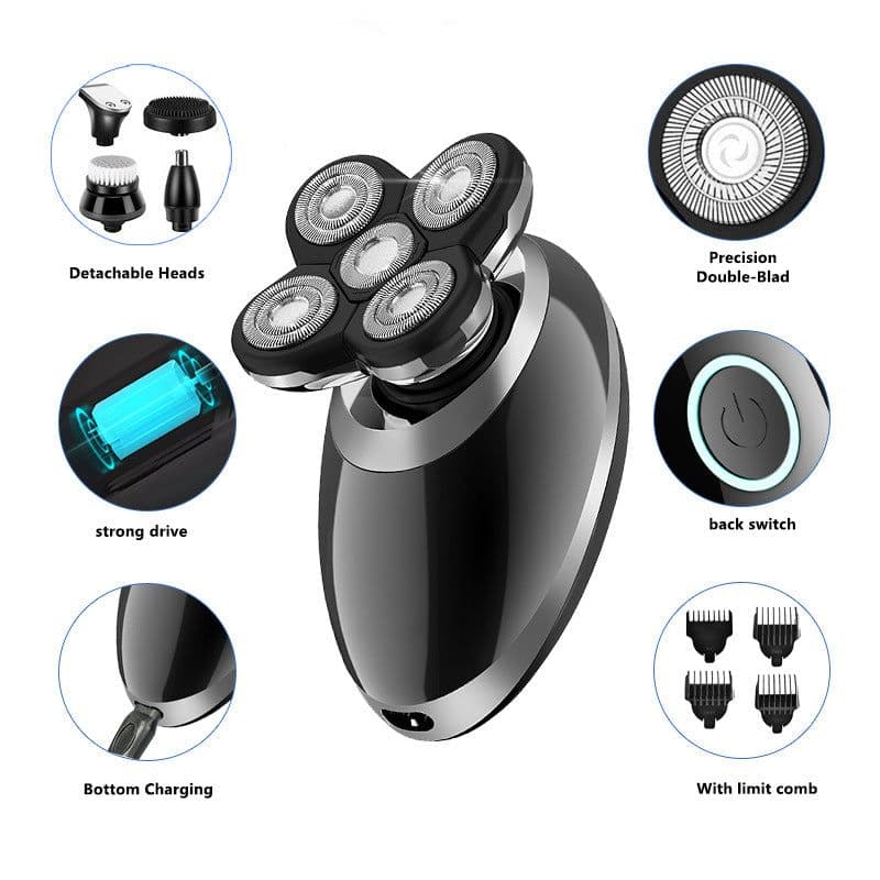 image-Five In One Waterproof Smart Razor For Men Seven Blade Electric Shaver