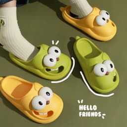 image-Big-Eyed Dog Slippers - Green PVC Unisex Size 36-37