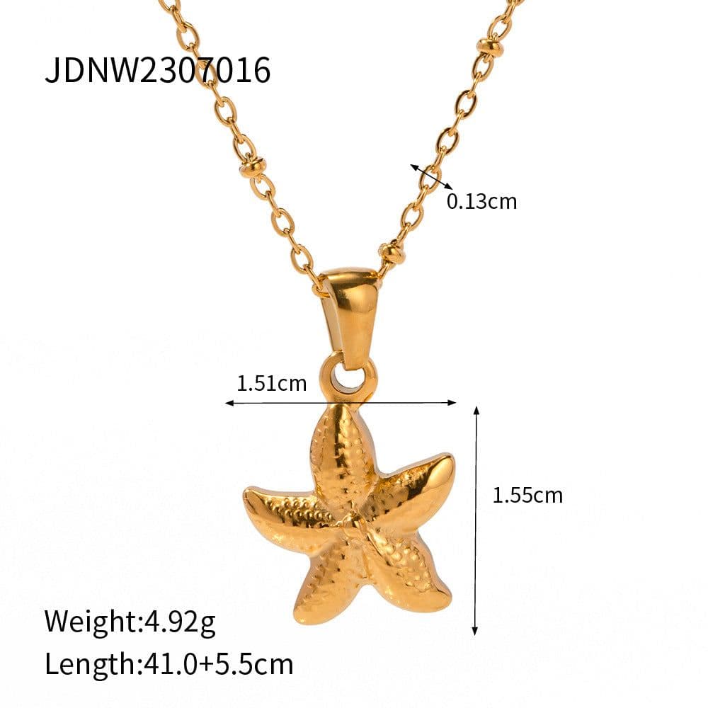 image-Starfish Pendant Necklace - Stainless Steel 41-50cm