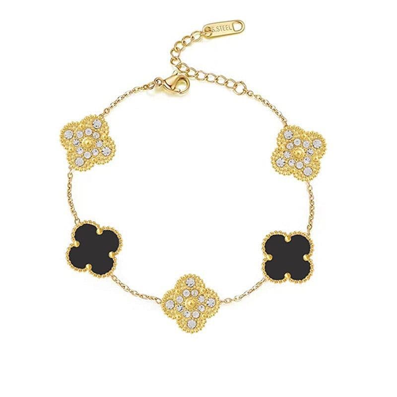 image-Five-Leaf Clover Bracelet Titanium Steel 18K Gold