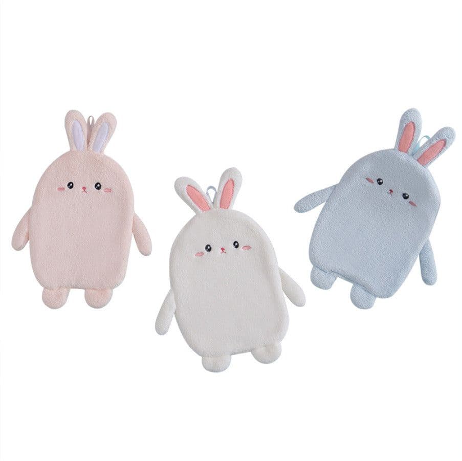 image-Cute Rabbit Hand Towel - Blue 25x35cm Coral Fleece