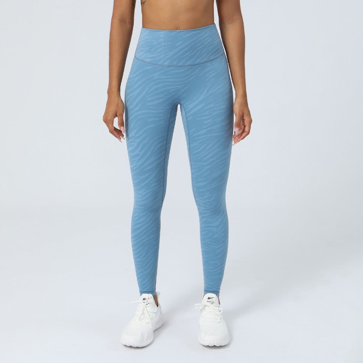 image-Foreign trade European and American buttocks printed yoga pants women's hip lifting running fitness nine-point pants nude high-waist tight sports pants