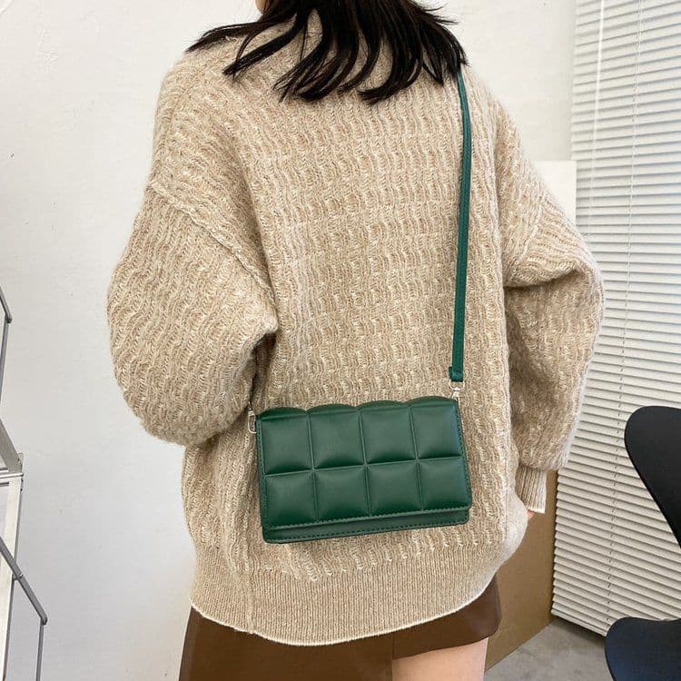 image-Women's PU Crossbody Bag - Brown Small Square Shoulder Bag