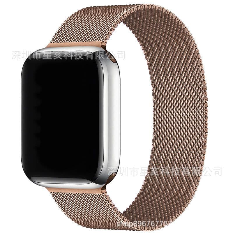 image-Apple Watch iWatch Ultra Milanese Magnetic Strap - Stainless Steel Brown 42mm