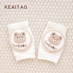 image-Cute baby knee pads for boys and girls crawling protective gear baby toddler anti-fall pure white sponge elbow pads summer thin