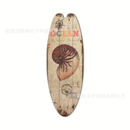image-Wooden Surfboard Beach Theme Sign - Retro Decor for Bar or Wall