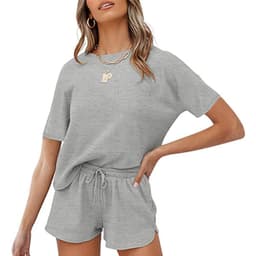 image-Spring/Summer 2023 Retro Casual Waffle Two-Piece Suit - XXL Solid Color