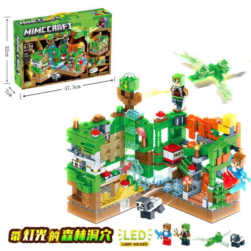 image-Lego-Compatible Minecraft Building Blocks Set - Cave & Tree House